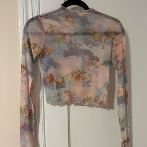Resa Ida top in Angel Print Mesh Long Sleeve Top